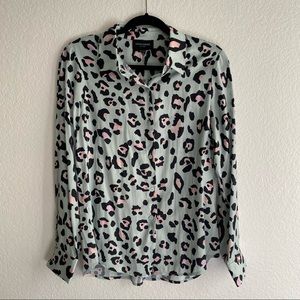 David Lerner Mint Green Leopard Shirt
